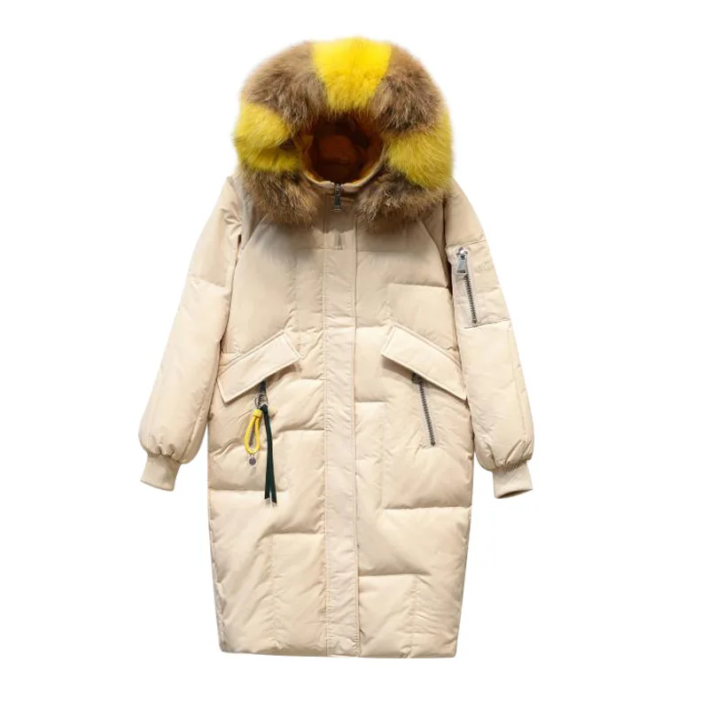 Зимнее женское пальто 90% белый пуховик на утином пуху пуховое с воротником из