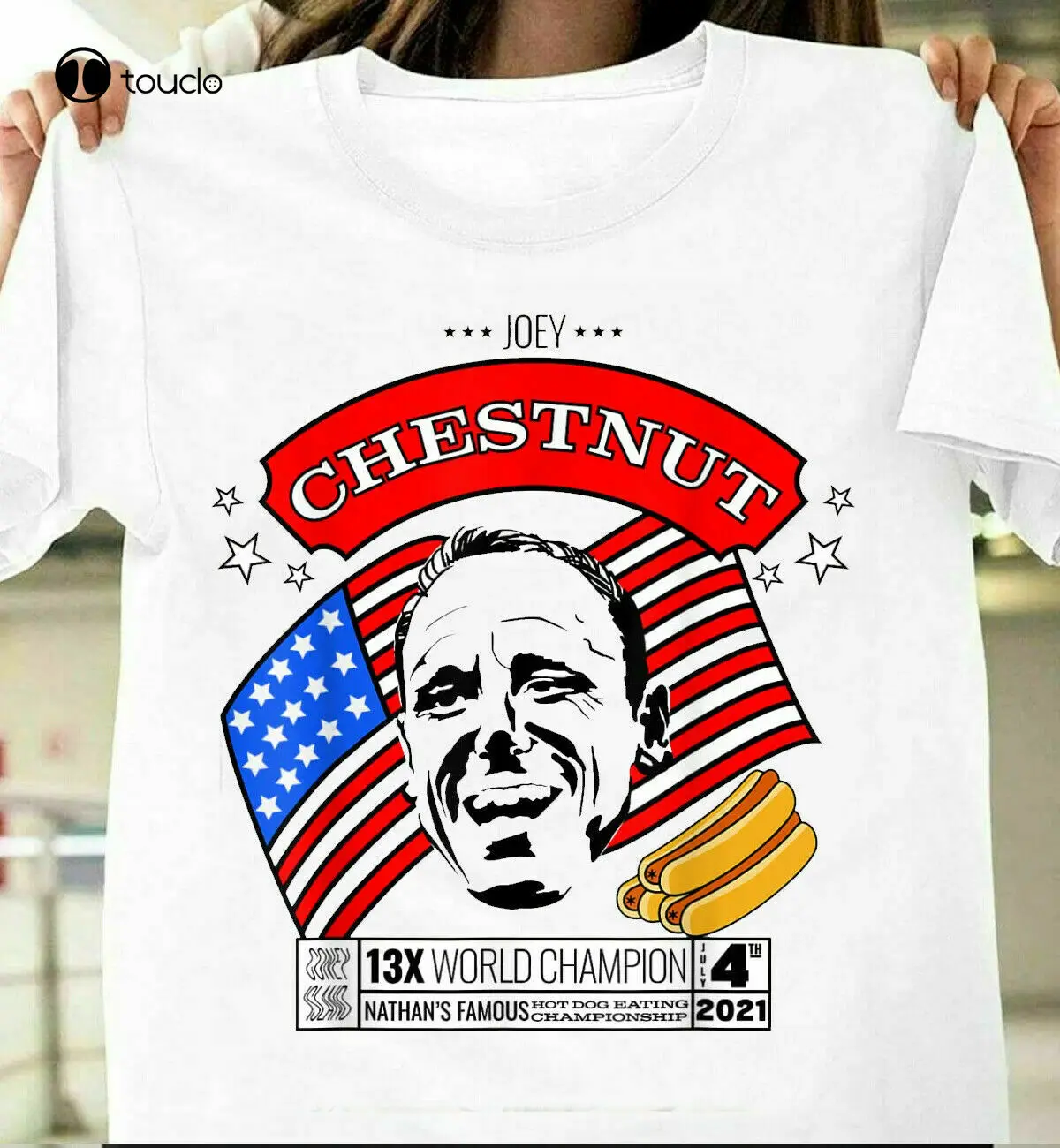 

Новинка, забавная футболка унисекс с Джоуи каштан Натан, хот-дог, ест четвёртого июля 2021 года, футболка