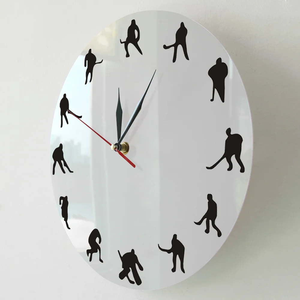 Настенные часы для хоккея минималистичный дизайн с шайбой спорта комнаты