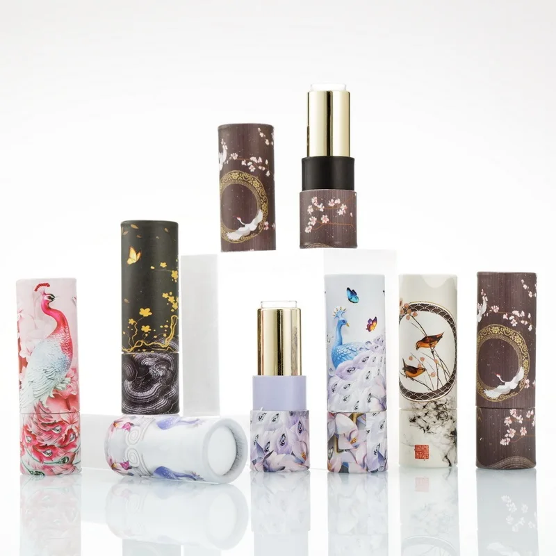 

Empty Lipstick Containers Tubes 12.1mm Round Chinese Style Cosmetic Container DIY Paper Lipstick Lip Balm Tube 10pcs 30pcs