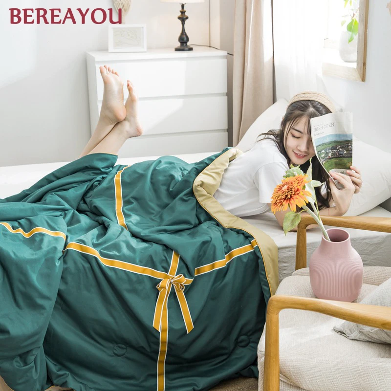 Роскошное стеганое одеяло с эффектом потертости Хлопковое наполнителем летнее