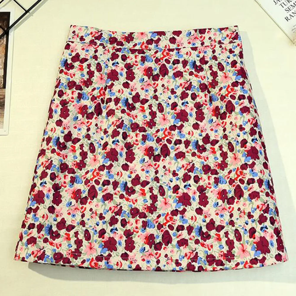 

Korean Floral Print Women Skirts 2021 Summer High Waisted A-Line Boho Sweet Skirt Japan Style Kawaii Chic Female Skirt Faldas