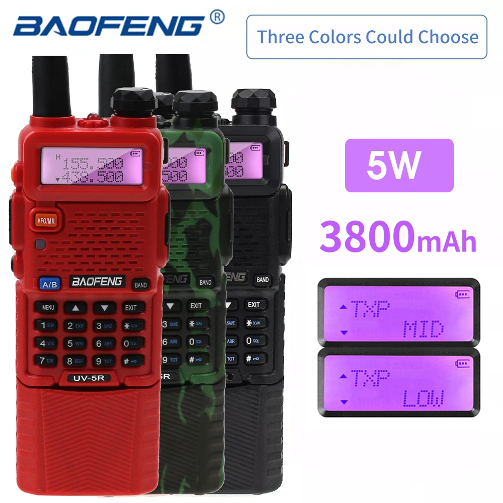 Baofeng UV-5R Two Way Radio Mini Portable 5W Dual Band VHF UHF Walkie Talkie UV5R 128CH FM Transceiver Hunting Ham Radio Scanner