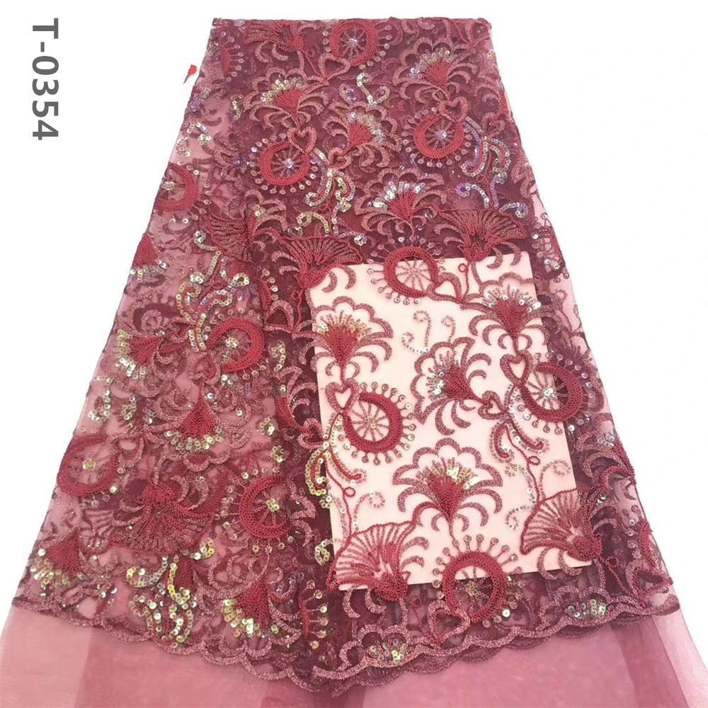 Новейшие винно-красные французские нигерийские кружева ткани высокого качества