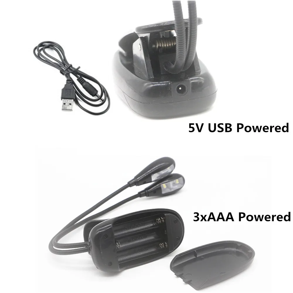 Прямая поставка регулируемая светодиодная лампа Goosenecks на зажиме питание от USB/AAA