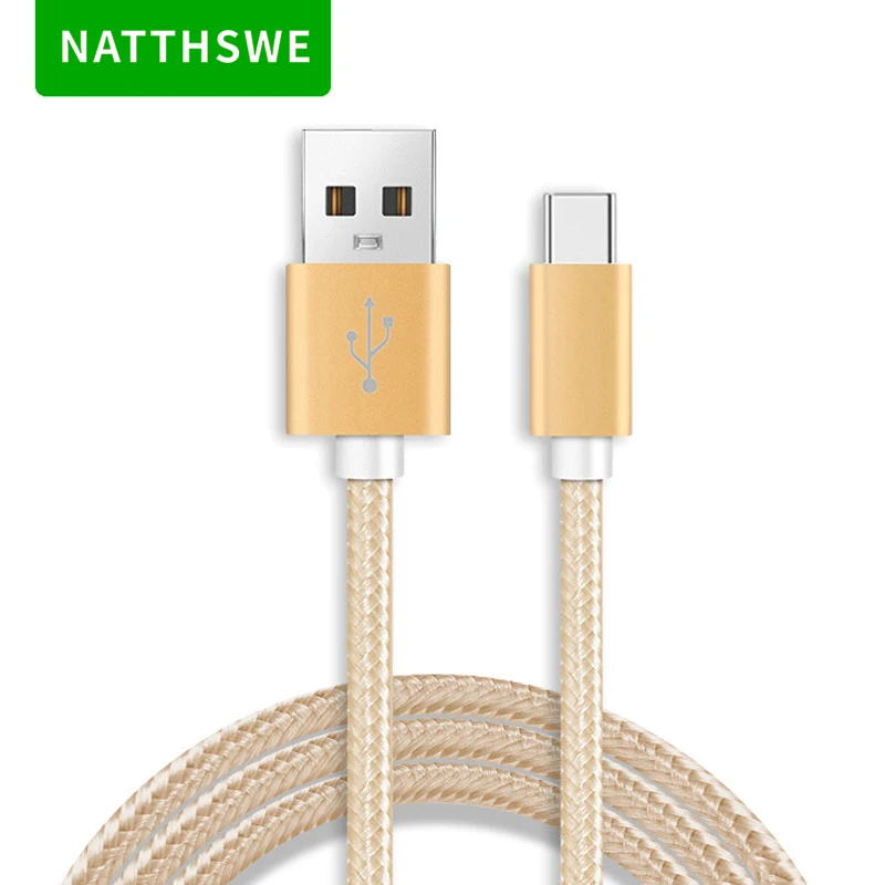 NATTHSWE type C USB Золотой Серебряный черный кабель для передачи данных нейлоновая
