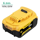 Сменный литий-ионный аккумулятор DCB200, 20 в, 6,0 А  ч, совместим с Dewalt, 18 в, MAX XR, для электроинструментов