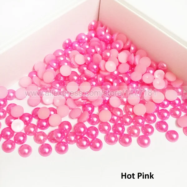 Hot Pink 200 шт 8 мм жемчуг полукруглый имитация искусственного акрила с плоской задней частью Смола Кабошон полукупол жемчужная отделка бусины DIY товары для рукоделия - Цвет: Hot Pink