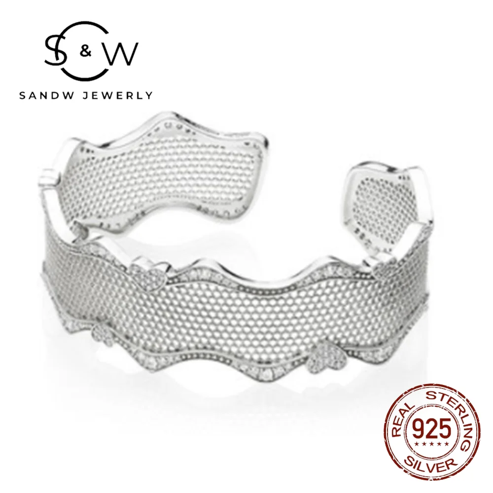 

S925 sterling silver PAN jewelry niche design open bracelet original 1:1 light luxury engagement commemorative gift