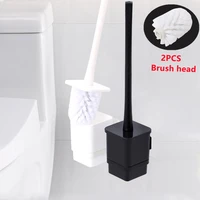 Toilet Brush with Holder Wall-mounted Plastic WC Brushes Bathroom Cleaning Tool Set Free Punch Household Toilet Brush Clear Tool