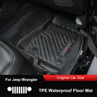QHCP Car Floor Mats Pad Foot Rugs Carpet TPE Waterproof Boot Anti-slip Rubber Pads Liner Fit For Jeep Wrangler JL 2018 2019 2020
