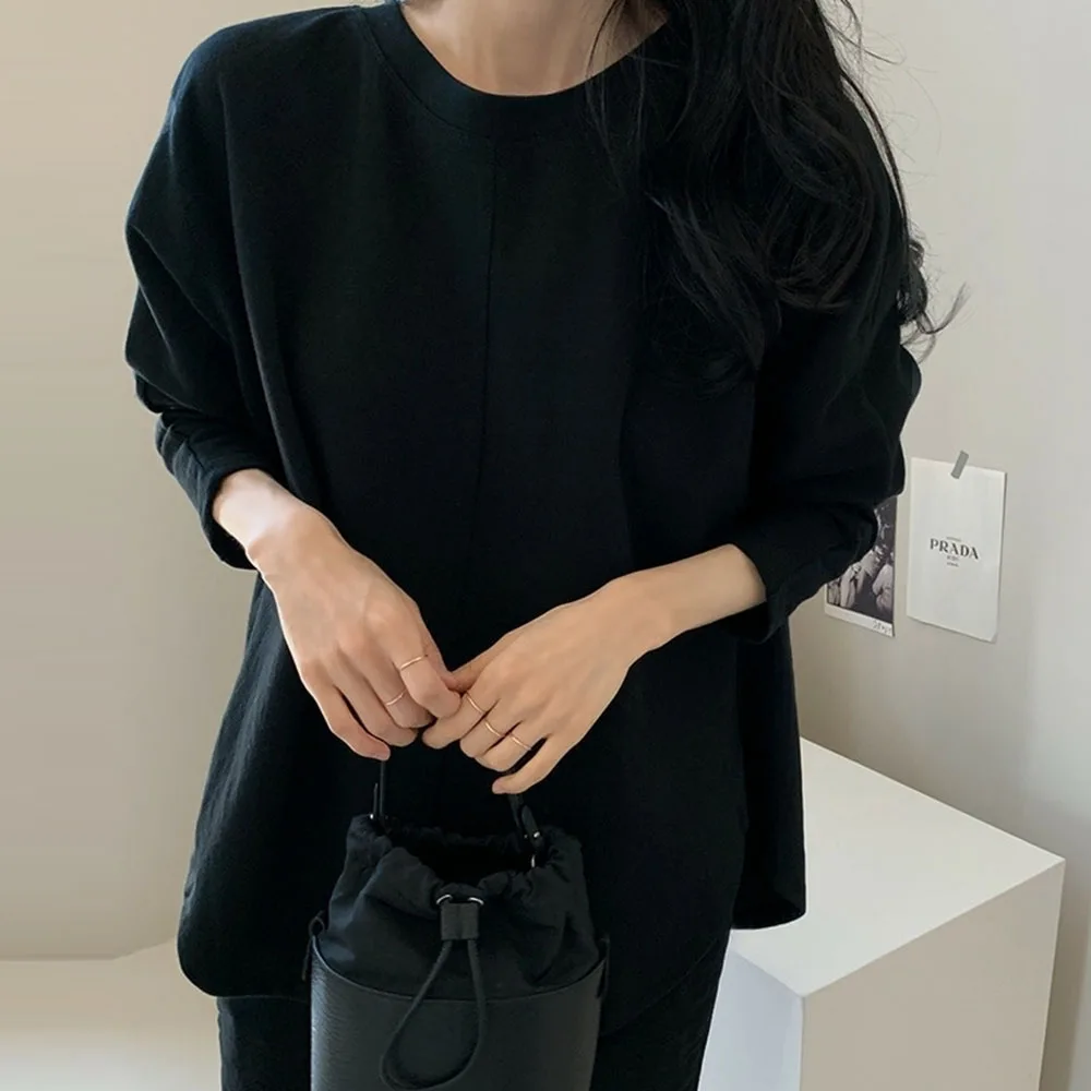 

Korean Japanese White T Shirt Women 2020 Fashion Casual Spring Long Sleeve O Neck T-Shirt Loose Elegant Top Ropa Mujer Shirts