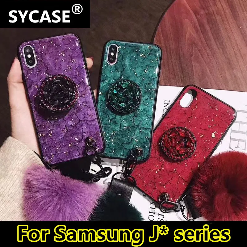 SYCASE класса люкс эпоксидной смолы зеленого фиолетового phonecase для samsung J2 Core J3 J5 J7 рro