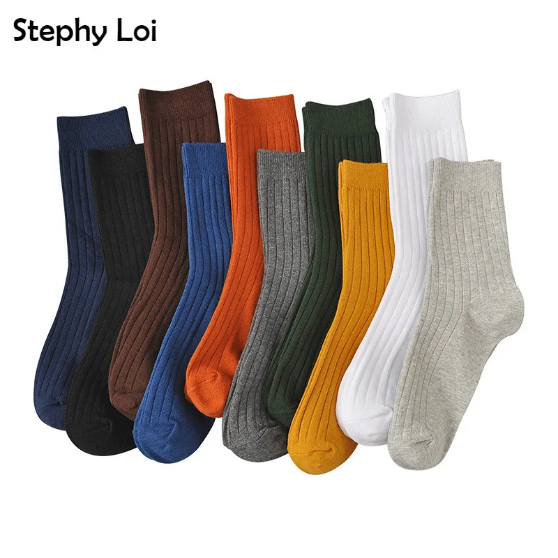 High Quality Colorful Harajuku Retro Men Cotton Dress Crew Socks Winter Hip hop White Black GreyDesigner Christmas Gift Cool