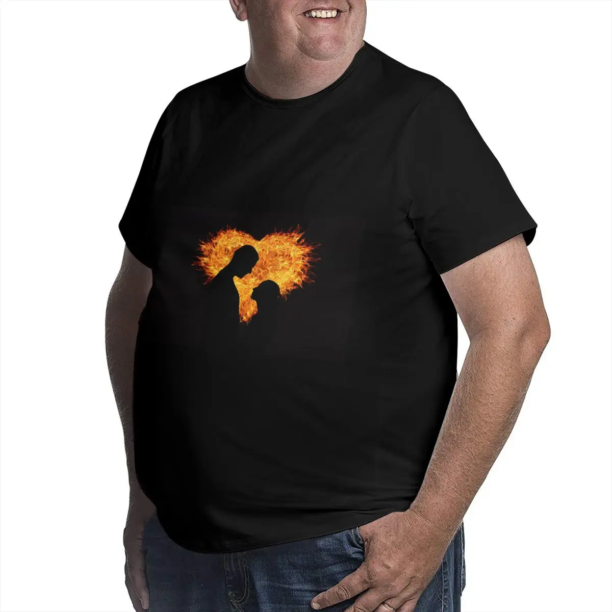 Мужская и женская футболка большого размера с изображением сердца любви пламени