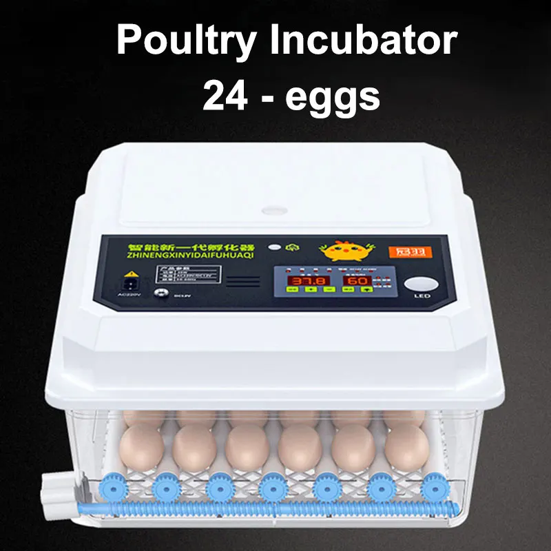 

110V/220V Eggs Incubator Brooder Birds Quail Chick Hatchery Poultry Hatcher Turner Automatic Farm Incubation Tools 24 Eggs