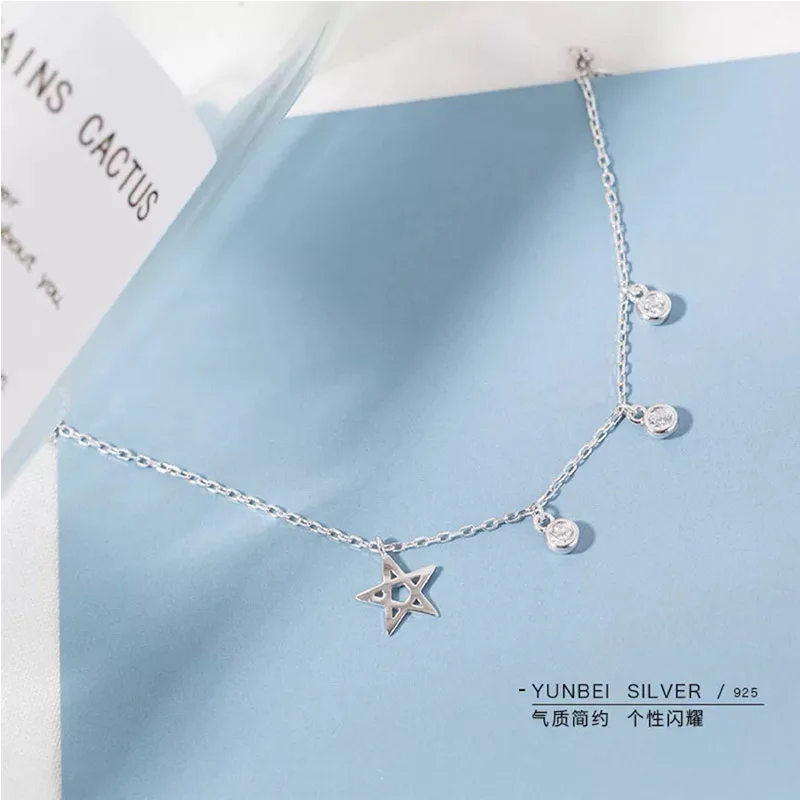 Женский чокер со звездами из стерлингового серебра 925 пробы короткое ожерелье с