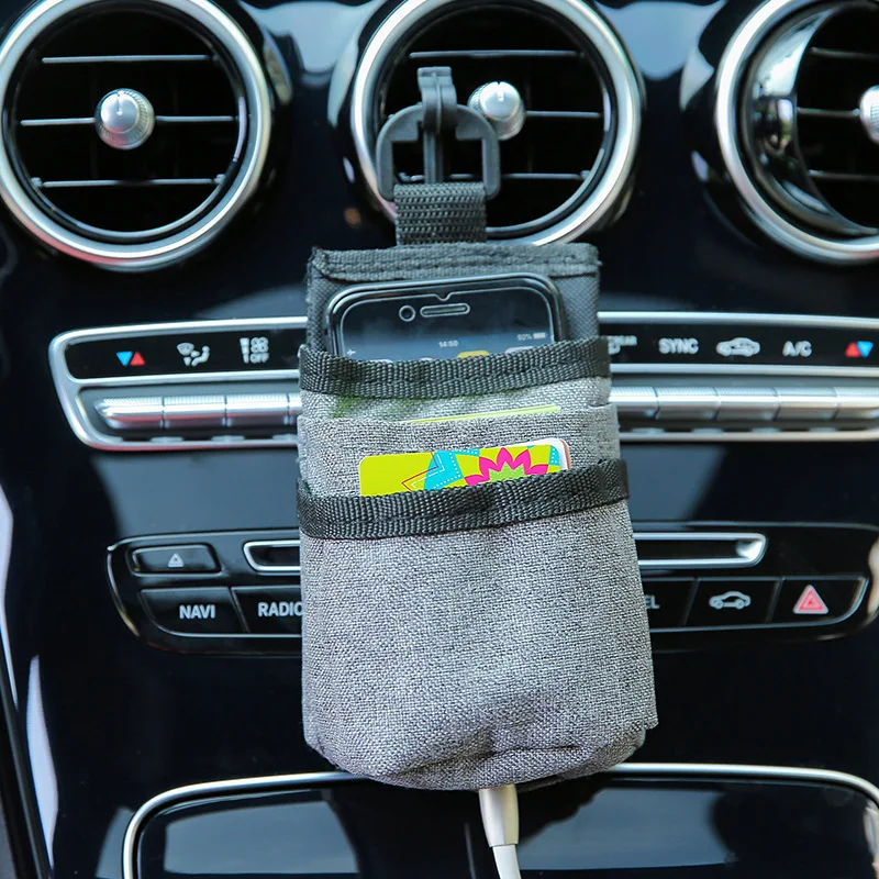 

1 Pcs Car Outlet Air Vent Storage Pocket Mobile Phone Pouch Car Storage Bag Organizer Stowing Car Accessories Interior