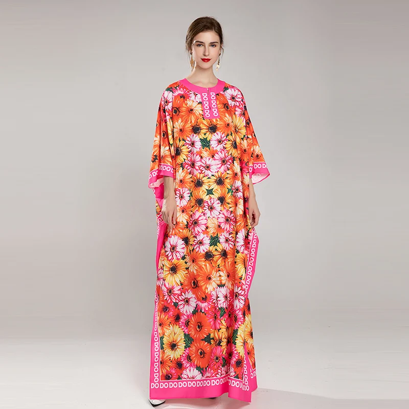 MIUXIMAO 2021 New Autumn Women's Clothing O-Neck Long Sleeve Printing Plus-Size Dress Fashion Elegant Office Style