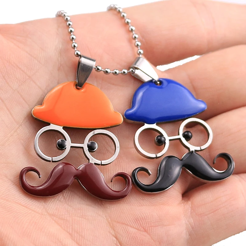 1 шт. подвеска с очками из нержавеющей стали разноцветная шапка бородой ожерелье