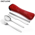 Набор посуды для кемпинга, портативный набор столовых приборов из нержавеющей стали, набор столовой посуды с сумкой для хранения, столовые приборы для пикника