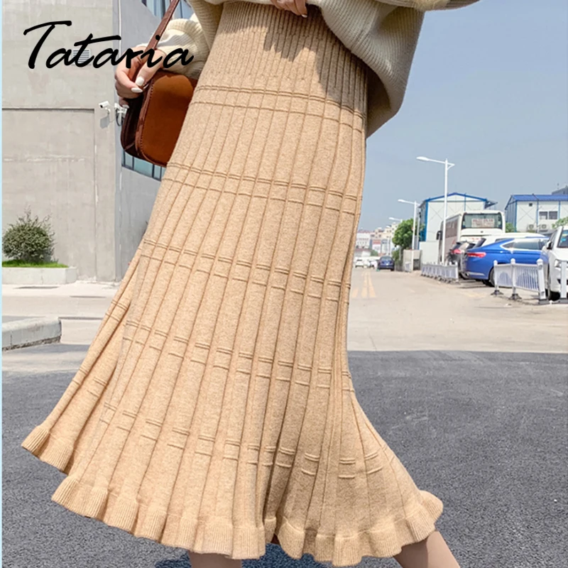 Юбка Tataria Женская трикотажная элегантная теплая длинная юбка с завышенной талией