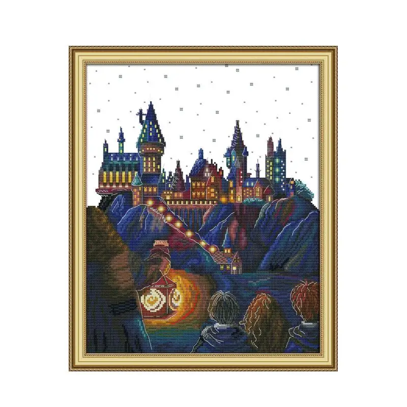 Набор для вышивки крестиком волшебный замок aida 14ct 11ct с рисунком рукоделия | Дом и