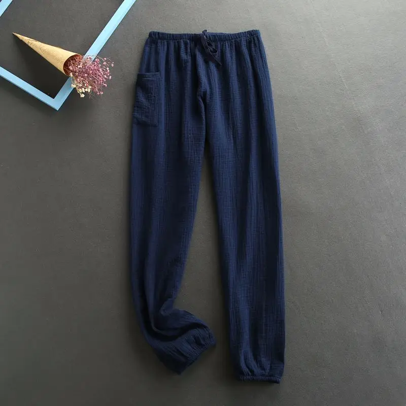 

Women Solid Sleep Bottoms Cotton Gauze Sleep Pants Casual Home Trousers Female Loose Pajamas Comfy Home Pats With Pocket