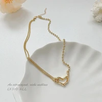 love heart round bead necklace korean fashion female retro clavicle chain jewelry