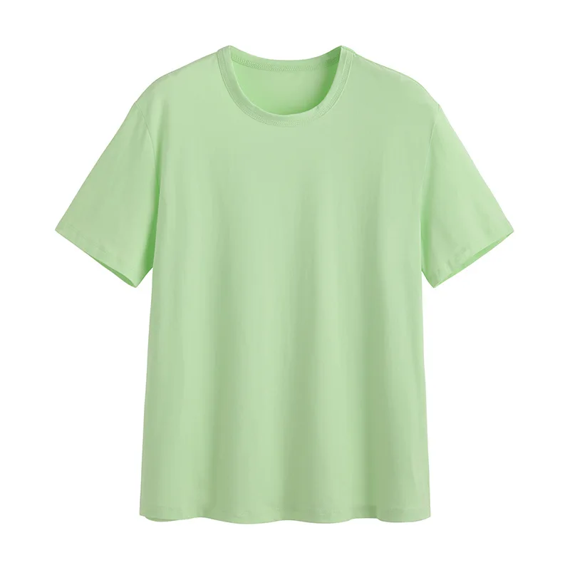 

A24 Solid T-shirt women's new summer round neck short sleeve flanging design casual top