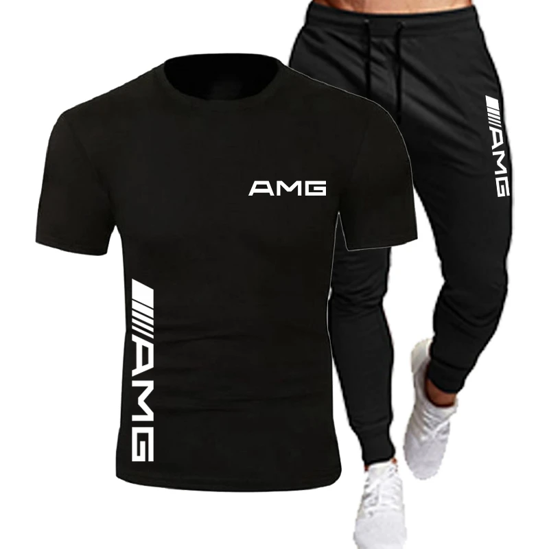 

Summer new fashion T-shirt pants two-piece men's casual sports suit tide brand sportswear pure cotton fashion men's clothing