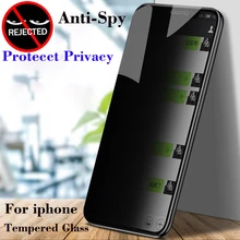 10Pcs/Lot Full Cover Private Screen Protector For iPhone 13 12 11 Pro Max X XS XR Anti Spy Tempered Glass 6 6S 7 8 Privacy Glass