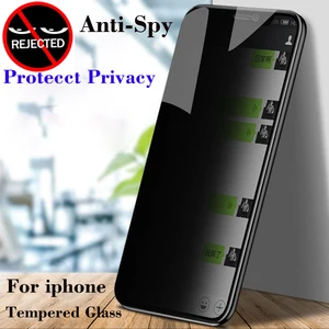 10pcslot full cover private screen protector for iphone 13 12 11 pro max x xs xr anti spy tempered glass 6 6s 7 8 privacy glass free global shipping