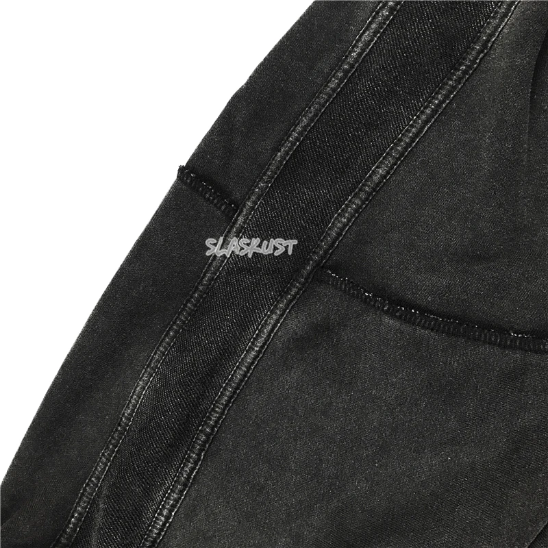 Толстовка в полоску из тяжелого хлопка стиле хип-хоп винтажный черный пуловер