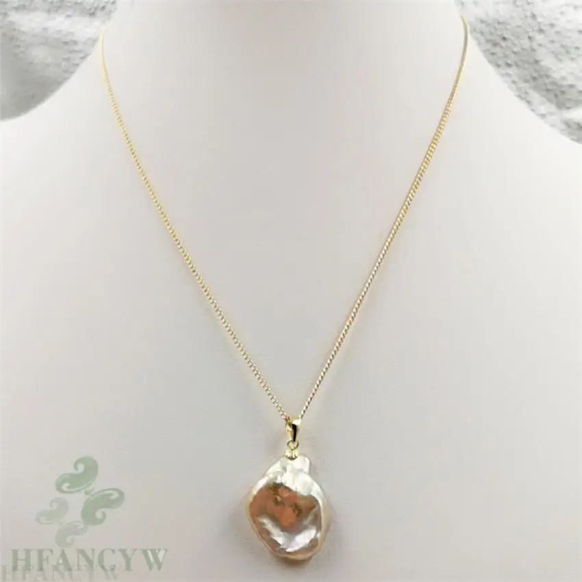 

18x22mm Pink Baroque Pearl Necklace 18 inches Aurora Gift Real Chic Chain Women