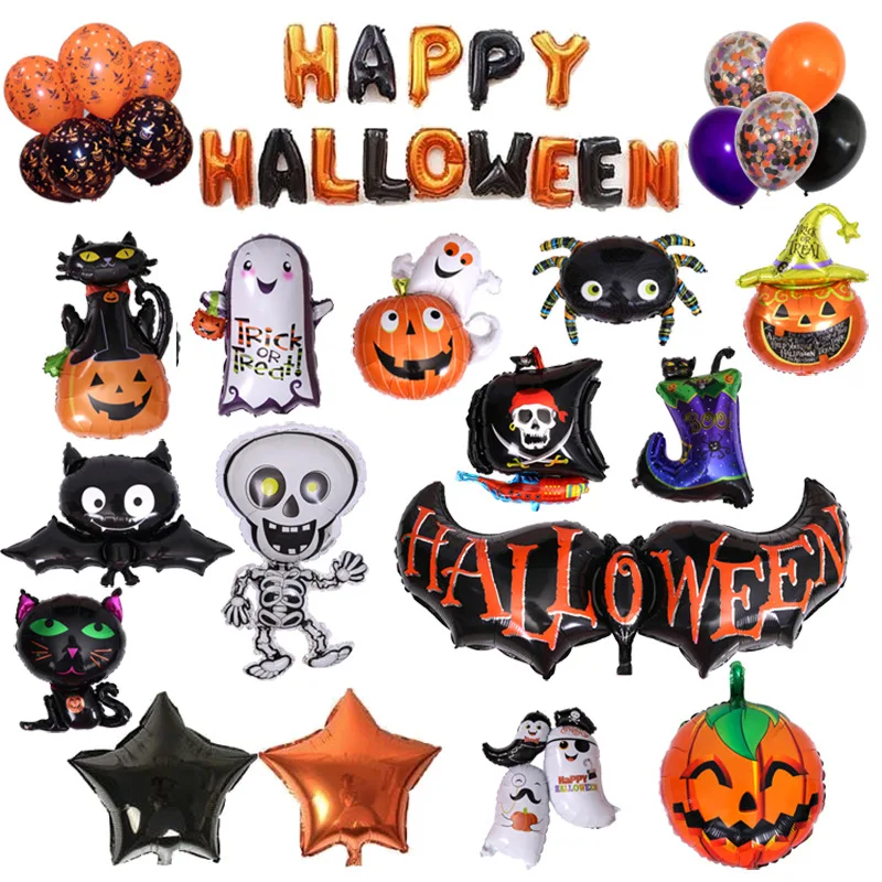 

Halloween Pumpkin Ghost Bat Film Balloon Children's Favorite Carnival Party Home Shopping Mall Decoration Supplies Globos Toys