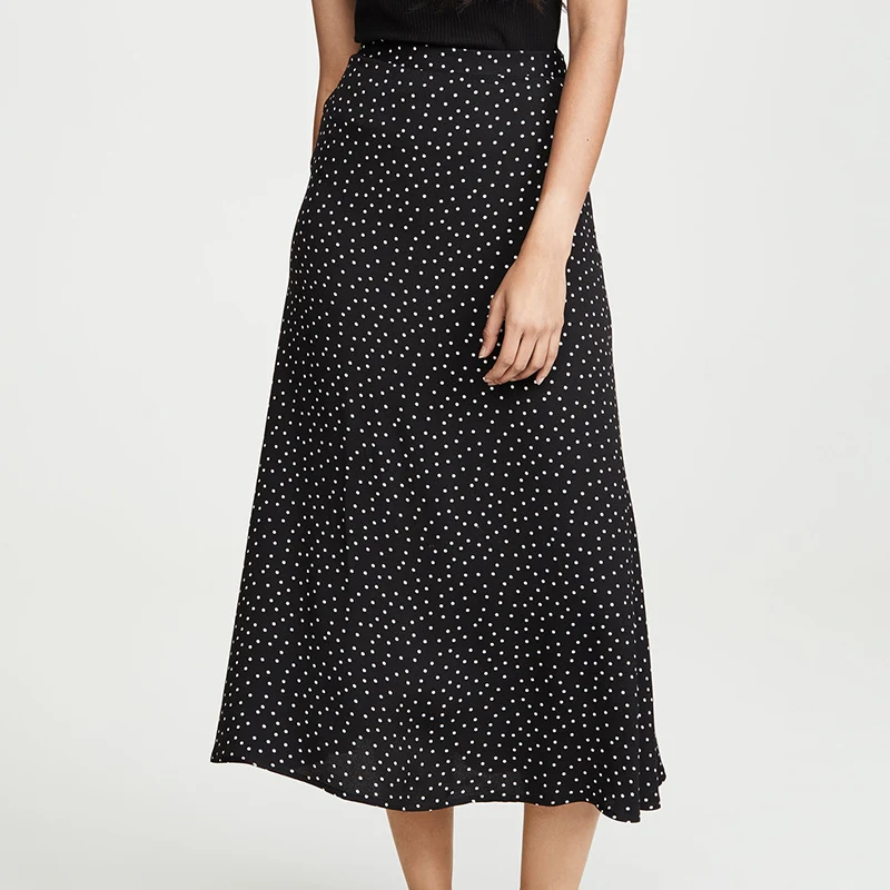 Винтаж стильный Polka Dot Офисные женские туфли миди юбка женская модные трапециевидной формы и на молнии сбоку; женские юбки Повседневное Faldas Mujer
