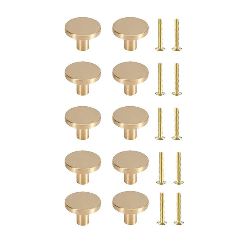 

JFBL Hot 10PCS Knobs Handle Brass Gold Knobs for Cabinets for Kitchen Cupboard Bedroom Dressing Table Furniture Door(with Screws
