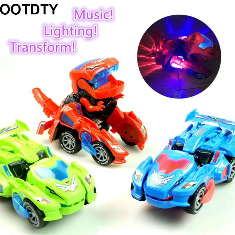 

Transforming Dinosaur LED Car Dinosaur Transform Car Toy Automatic Dino Dinosaur Transformer Toy Car for Kids 3+ Years Old