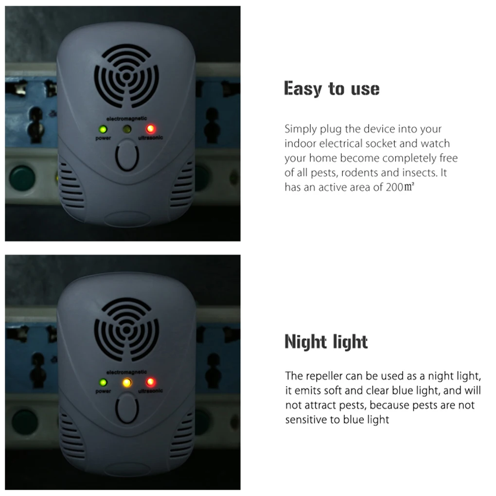 

Electric Ultrasonic Mouse Killer Pest Repeller Anti Mosquito Rodent Control Bug Cockroach Insect Repellent EU/US/UK Plug