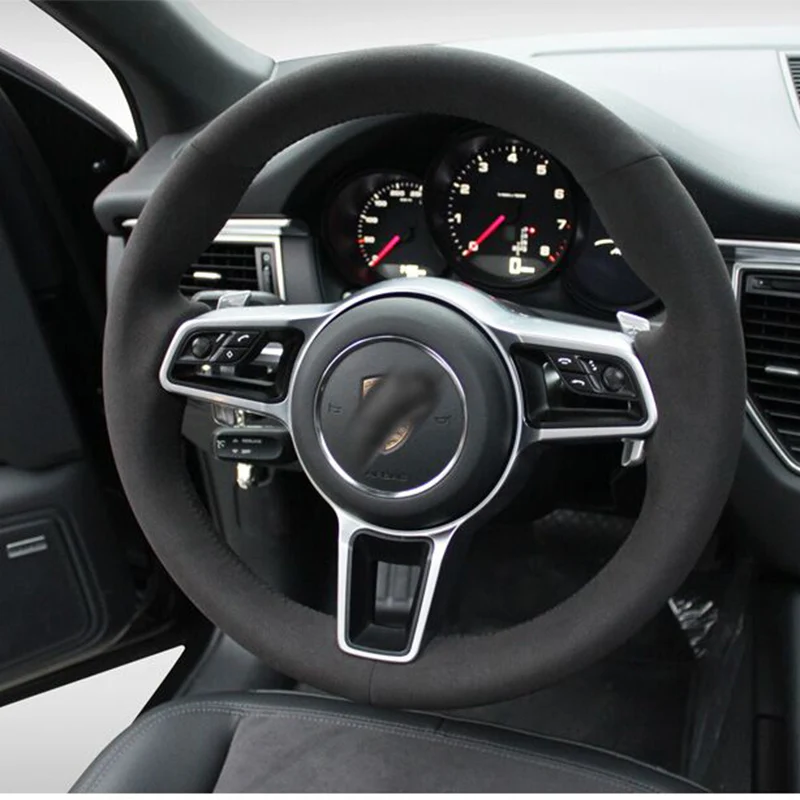 

For Porsche Cayenne panamera Boxster 911 Macan 718 DIY leather suede interior steering wheel cover car accessories