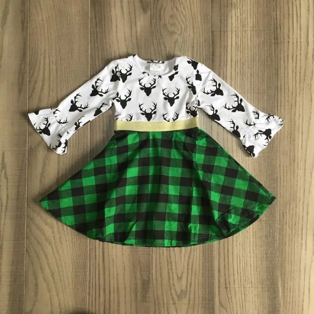 baby girls clothing christmas dress girl classic plaid with deer print children cute | Детская одежда и обувь