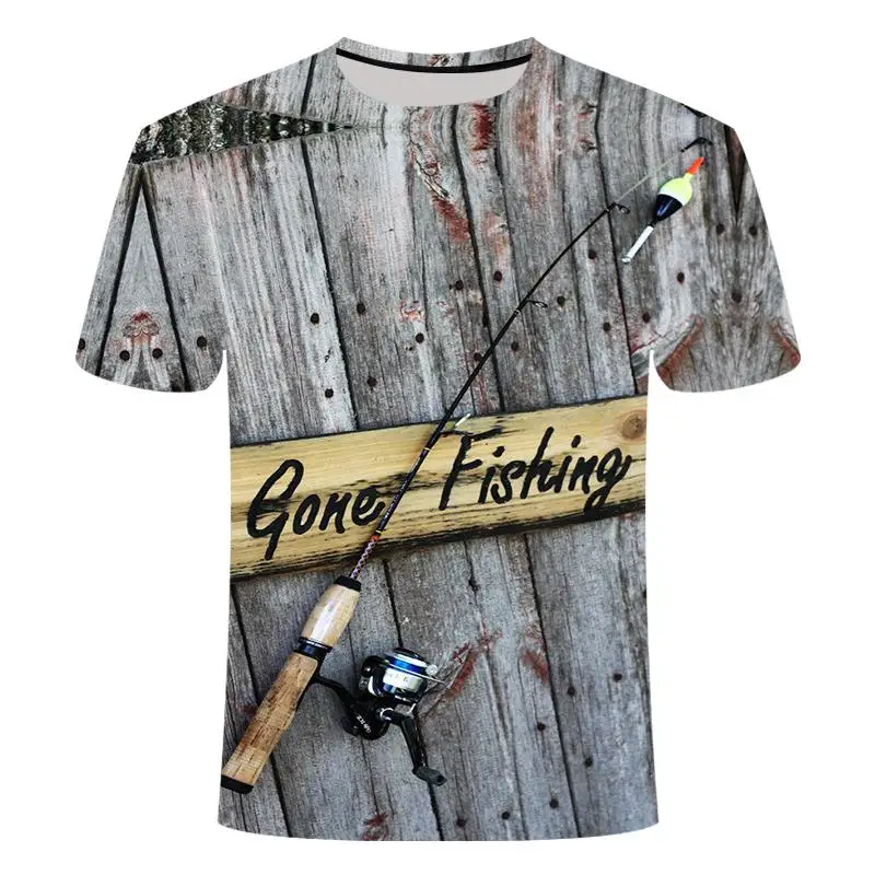 

2020 new fishing t-shirt style casual 3D printing digital fish t-shirt men's t-shirt summer short-sleeved o-neck top