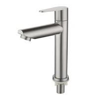 bathroom faucets 304 stainless steel deck mounted sink basin faucet brushed single cold tap silver kitchen washbasin water tap