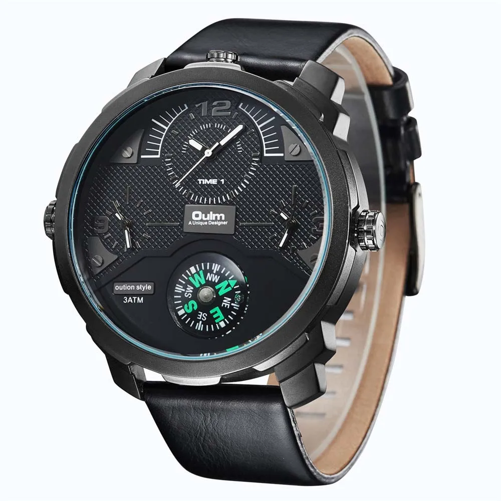 Relogios Masculino Oulm Men Watches Luxury Brand Military Quartz Analog Clock oulm Man Sports Leather Army | Наручные часы