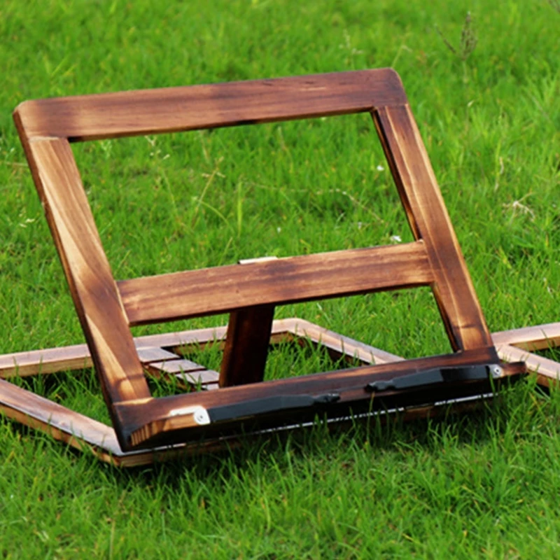 

Foldable Recipe Book Stand,Wooden Frame Reading Bookshelf,Tablet Pc Support Stand