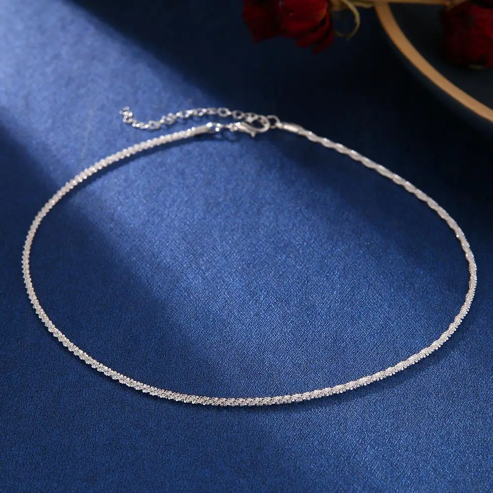 

925 Sterling Silver Sparkling Clavicle Chain Choker Necklace For Women Fine Jewelry 2021 Wedding Party Birthday Gift Collar girl