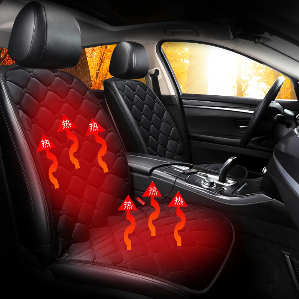 

12V Heated Automobiles Seat Cover Cushion Winter Plush Heater Warmer Control Temperature Electric Heating Seat Pad Gadgets