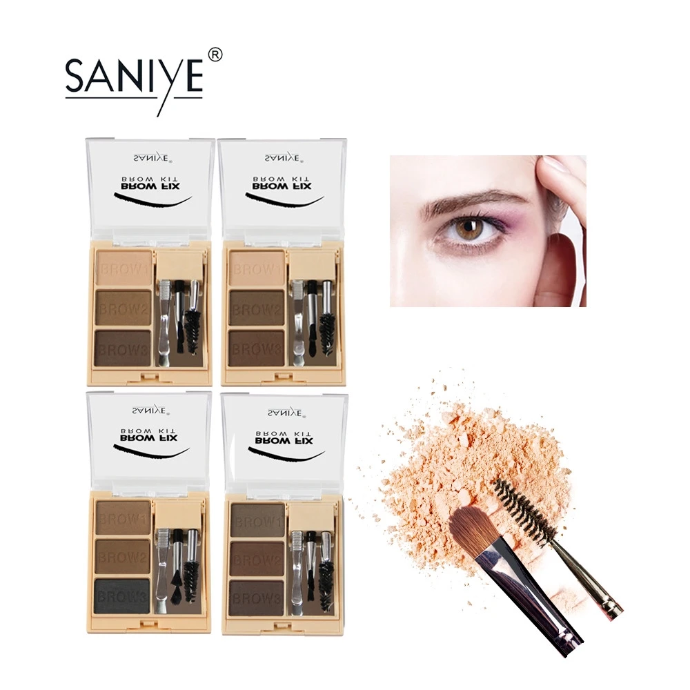 Профессиональный набор для макияжа бровей SANIYE, 3 цвета, с кистью, палитра для бровей, водонепроницаемый набор для бровей, инструмент для бровей E0325