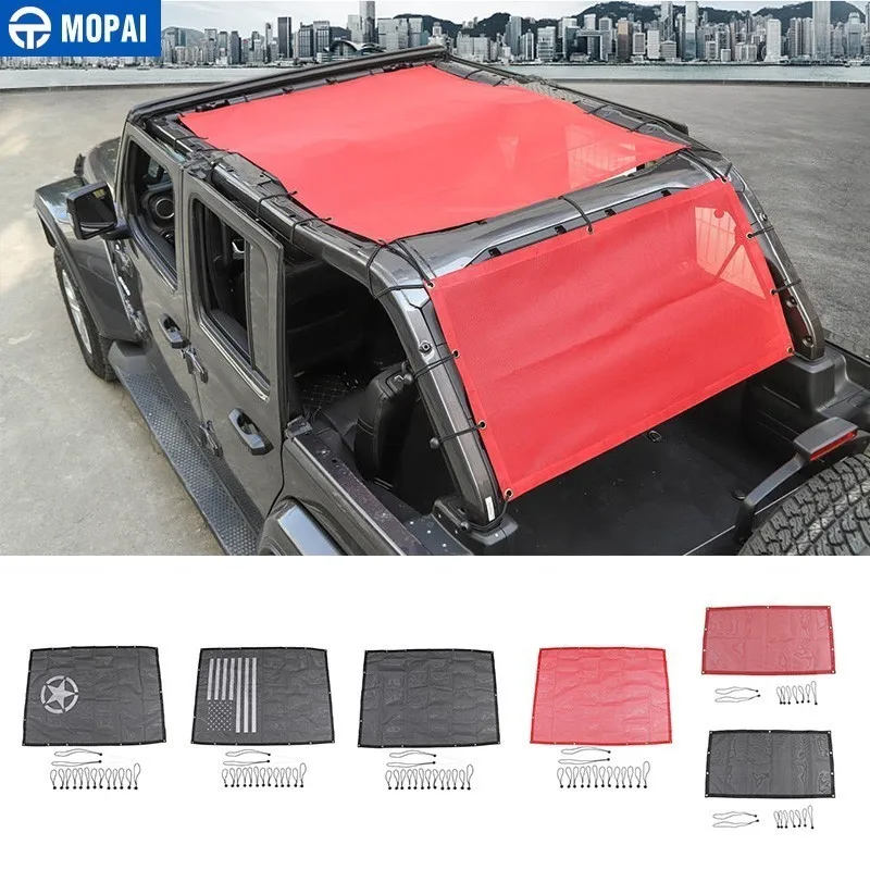MOPAI автомобильный верхний солнцезащитный козырек для Jeep Wrangler JL Автомобильный багажник на крышу анти УФ Защита от солнца сетка для теплоизоляции для Jeep JL аксессуары